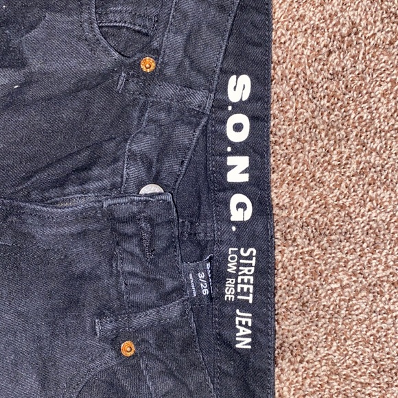 Black Distressed Lowrise Street Jeans - Picture 2 of 2